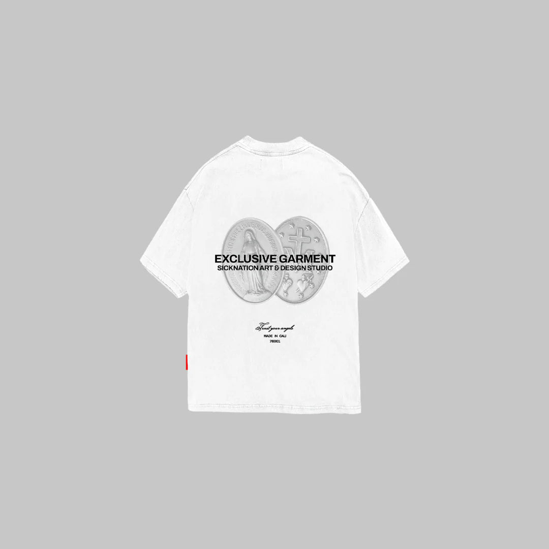 Camiseta SICKNATION "MEDALLAS MILAGROSAS" (Blanco)